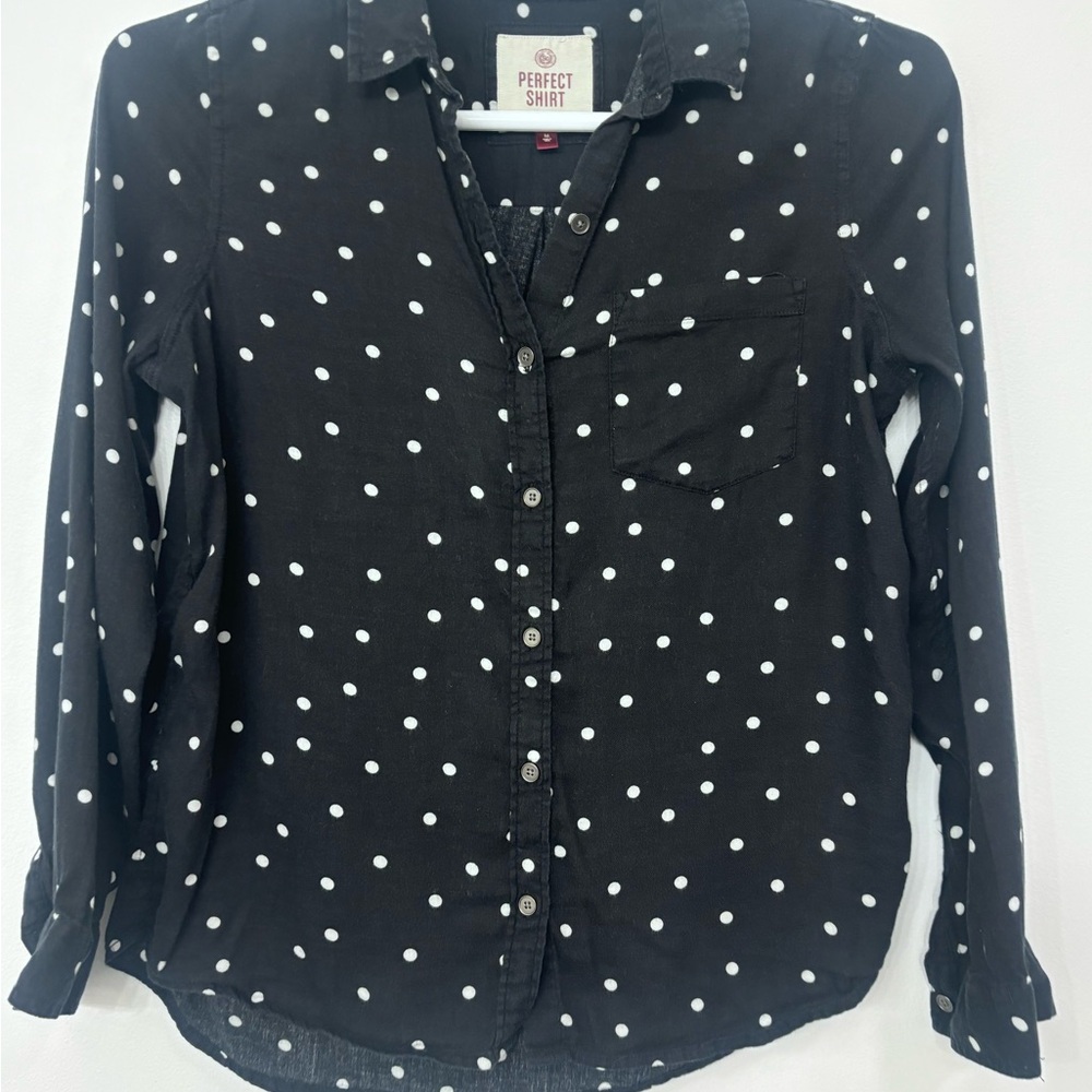 SO Perfect Shirt Black and White Polka Dot Shirt Size M